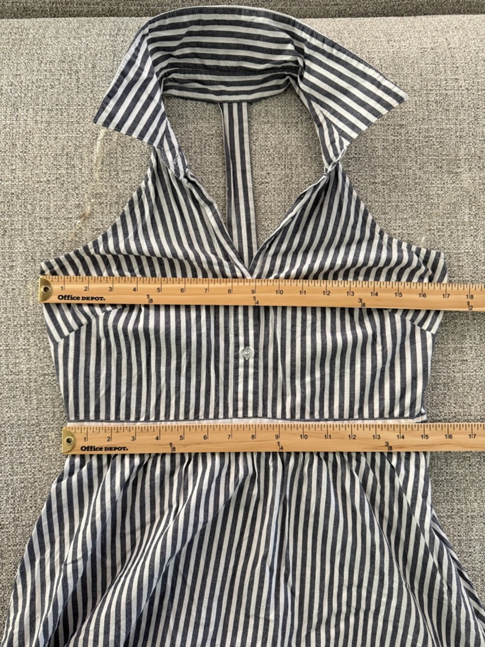 New York & Company Deep Navy and White Striped Midi Dress - Picture 14 of 14